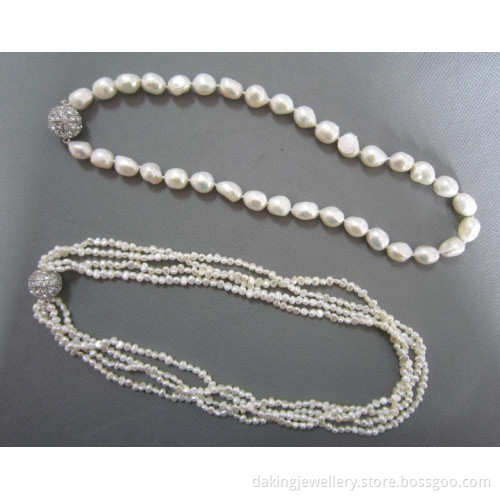 White Pearl Necklace with Magnetic Clasp (NL121018-D)